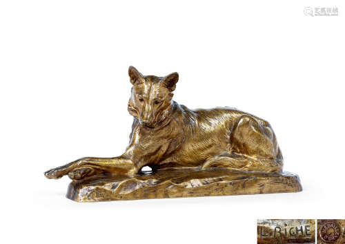 约1920年  法国德牧犬铜雕塑