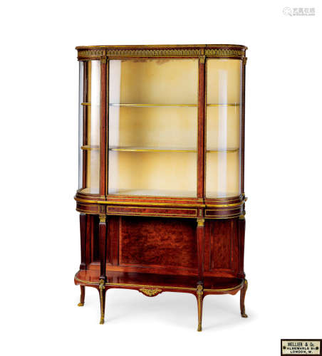 约1890年  英国及法国合作桃花心木玻璃展示柜
