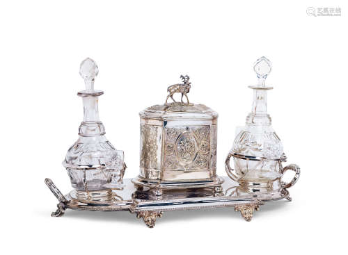 19世纪  英国镀银及水晶玻璃烟酒具