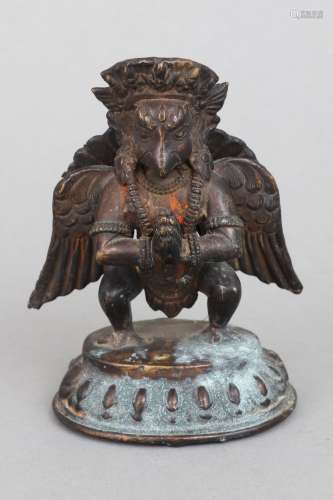 Indisch-nepalesische Bronzefigur des Garuda