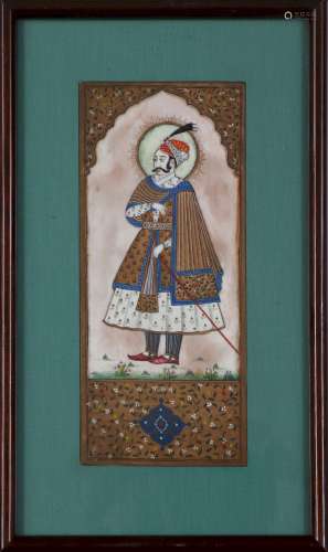 Indische Temperamalerei auf Beinplatte ¨Murad Baksh¨