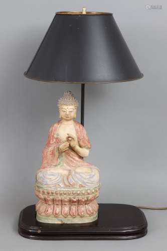 Tischlampe mit Fuß in Form einer asiatischen Buddhafigur