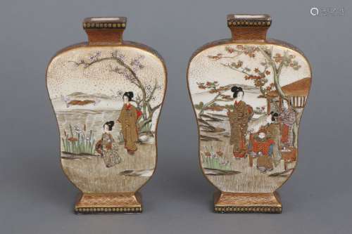 2 kleine Satsuma-Vasen der Meiji-Zeit