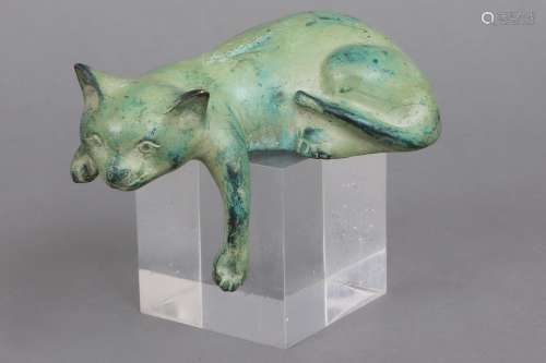 Bronzefigur ¨Liegende Katze¨
