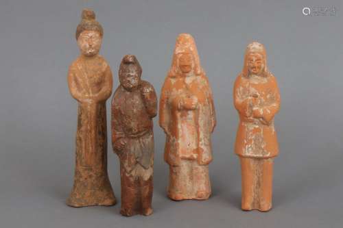 4 chinesische Grabwächter-Figuren der Tang Dynastie (618-906...