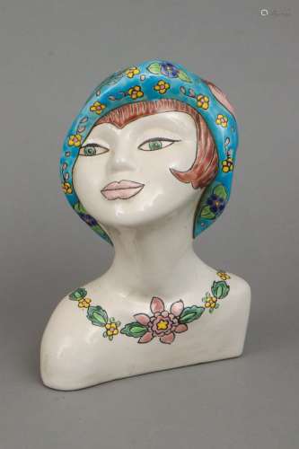 Keramik-Büste im Stile des Art Deco