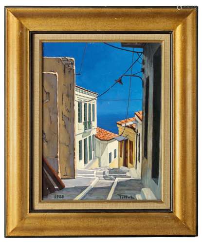 缇约尔（20th century） 1925年作 圣特罗佩的小巷 布面油画