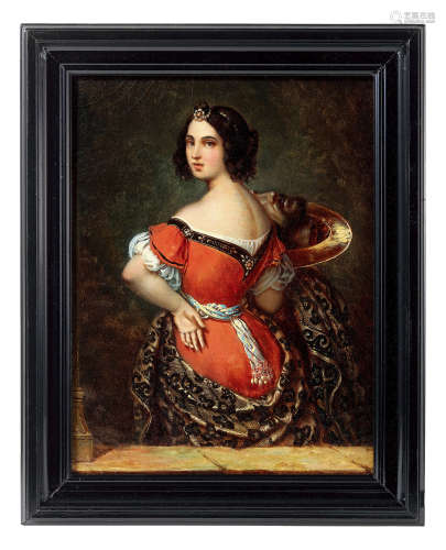 19世纪初 19世纪法国画派 莎乐美与施洗者圣约翰的头 布面油画