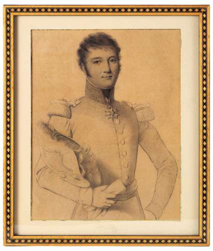 约1820年 安格尔风格 法国军官肖像 纸本素描