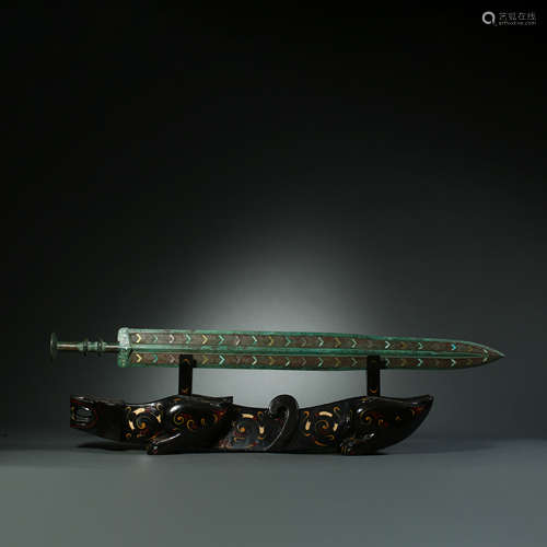 Han Dynasty,Bronze Inlaid Pine Stone Sword