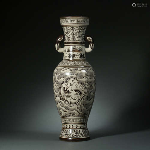 Song Dynasty,Jizhou Kiln Elephant Ear Bottle