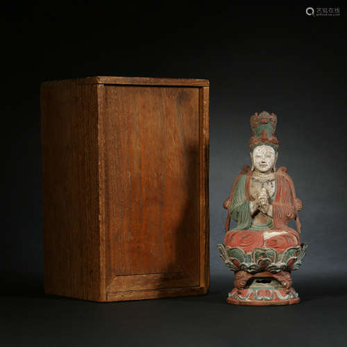 Liao Dynasty,Bronze Color Painting Buddha Statue