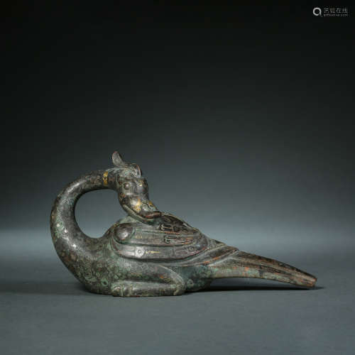 Han Dynasty,Bronze Inlaid Gold Stick Head