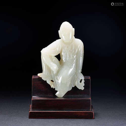 Qing Dynasty,Hetian Jade Avalokitesvara Statue