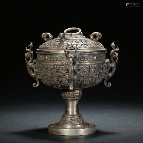 Qing Dynasty,Silver Vessel