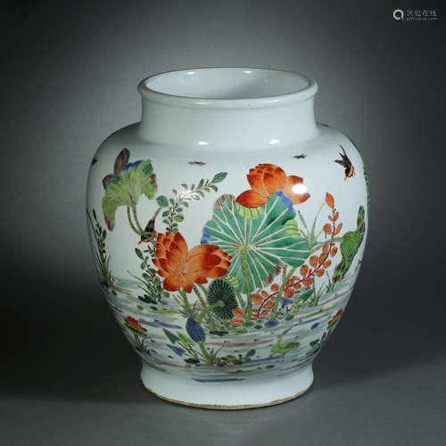 Qing Dynasty,Multicolored Flower Pattern Jar