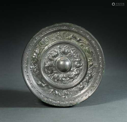 Tang Dynasty,Sea Beast Pattern Copper Mirror