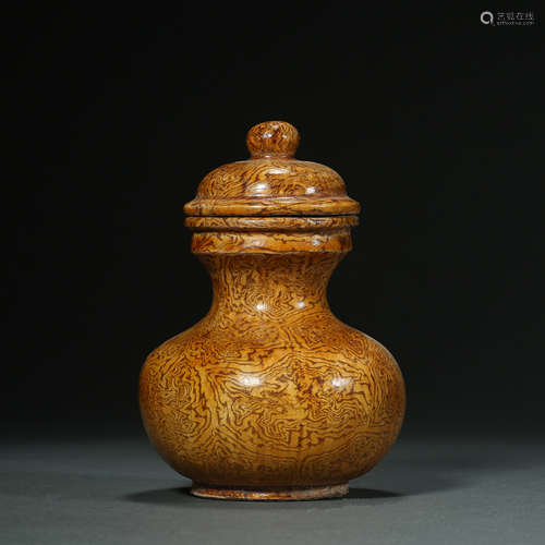 Tang Dynasty,Amber Glaze Twisted Placenta Bottle