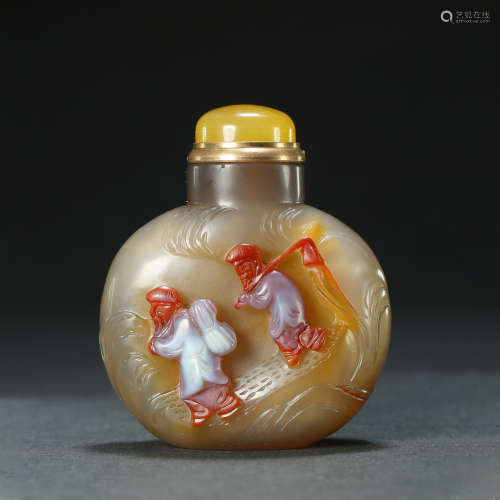 Qing Dynasty,Agate Snuff Bottle