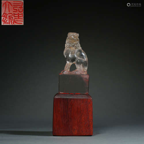 Qing Dynasty,Crystal Beast Button Seal