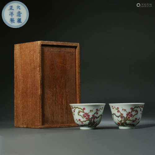 Qing Dynasty,Famille Rose Flower Pattern Cup