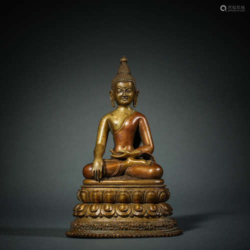 Qing Dynasty,Bronze Gilt Statue of Sakyamuni Buddha