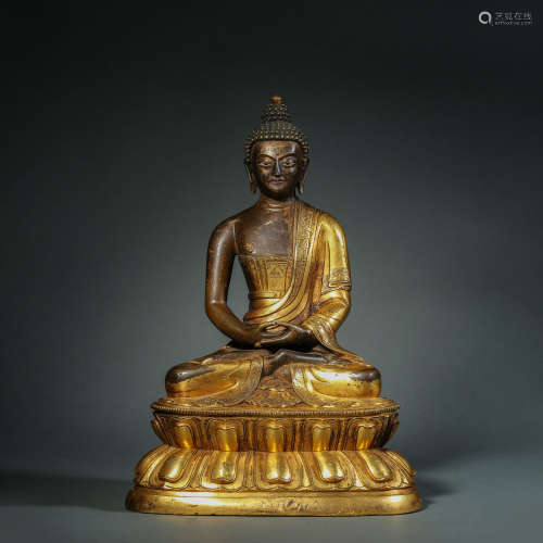 Qing Dynasty,Bronze Gilt Amitabha Buddha Statue