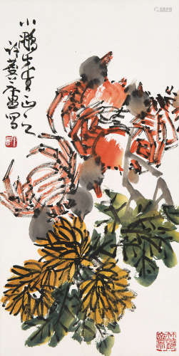 许麟庐（1916～2011） 菊花图 镜心 设色纸本