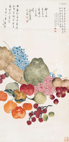 丁辅之（1879～1949） 蔬果图 立轴 设色纸本