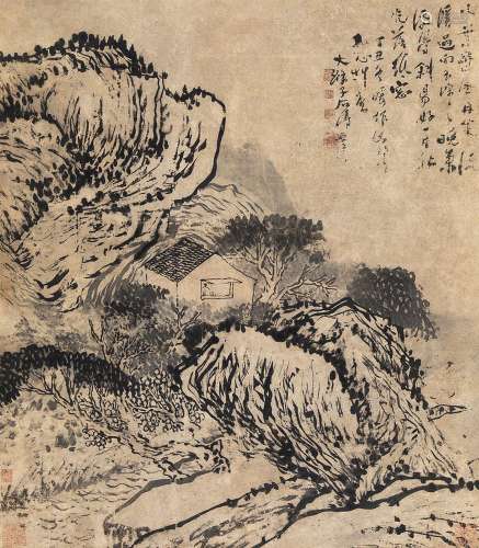 石涛（1642～1707）（款） 林壑幽居 立轴 水墨纸本