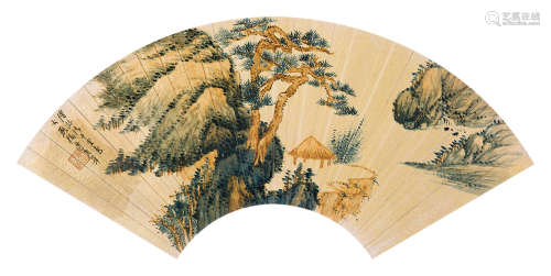 邹之麟（1601～1651） 山水扇面 扇面 设色金笺