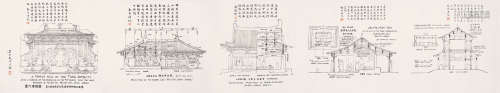 梁思成（1901～1972） 测绘图 镜心 水墨纸本