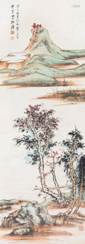 张大千（1899～1983） 乘舟遣兴 立轴 设色纸本