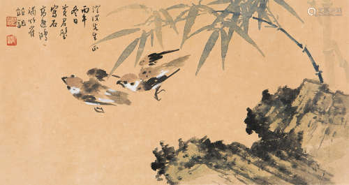 黄君璧（1898～1991） 竹雀图 镜心 设色纸本