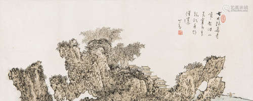 溥儒（1896～1963） 古木萧寺 镜心 设色纸本