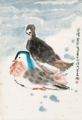 李琼久（1907～1990） 鸳鸯 镜心 设色纸本