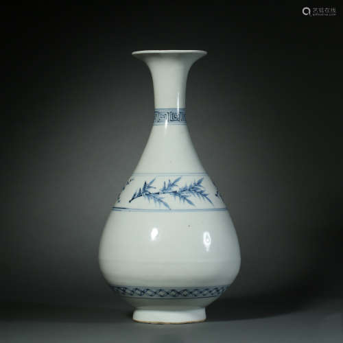 Yuan Dynasty,Blue and White Jade Pot Spring Bottle