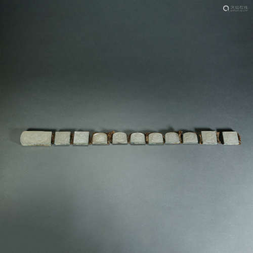 Tang Dynasty,Hu People Playing Music Pattern Jade Belt Plate