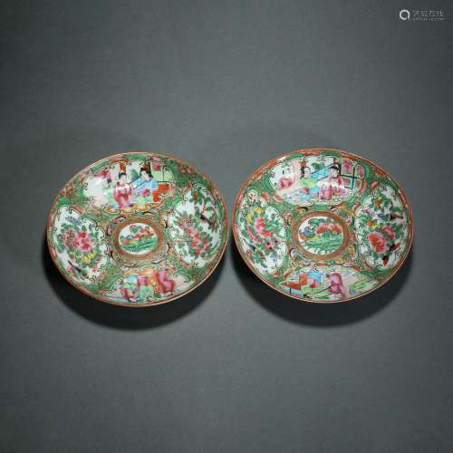 Qing Dynasty,Canton Enamel Character Pattern Plate