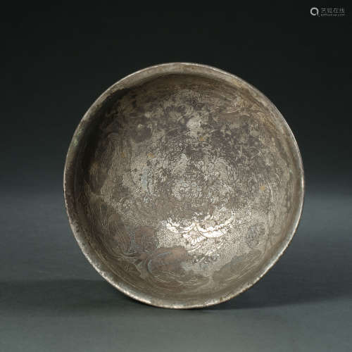 Tang Dynasty,Flower Pattern Silver Bowl
