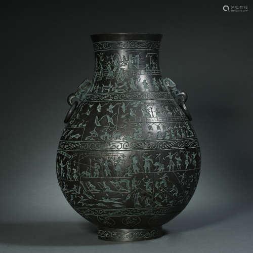Qing Dynasty,Copper BinauralBottle