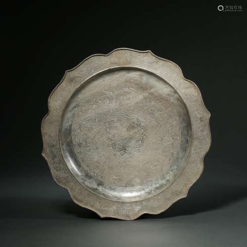 Tang Dynasty,Silver Flower Mouth Plate