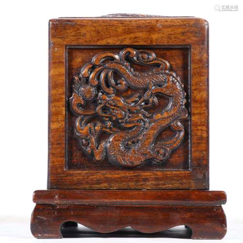 Yellow Pear Carved Cloud-Dragon Box