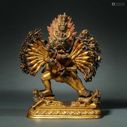 Qing Dynasty, Bronze Gilt Yamantaka Statue