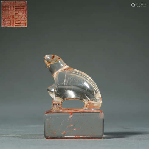 Qing Dynasty，Crystal Turtle Button Seal