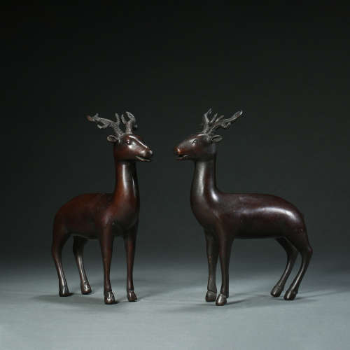 Qing Dynasty，Copper Deer Ornament
