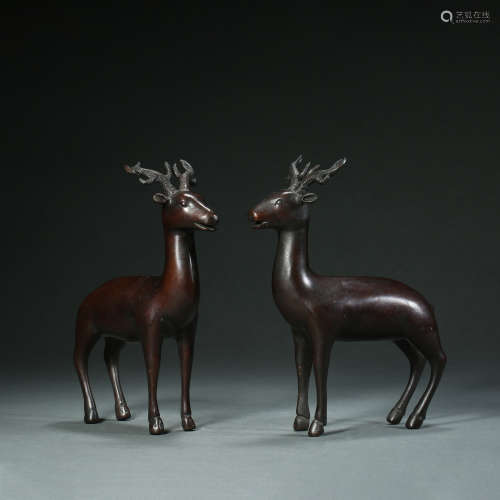 Qing Dynasty，Copper Deer Ornament