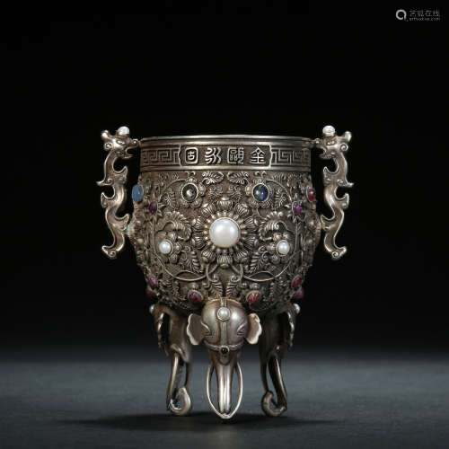 Qing Dynasty，Silver Chalice Of Eternal Staeility
