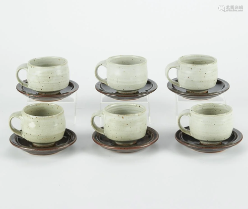 Set of 6 Warren MacKenzie Studio Ceramic Teacups w/