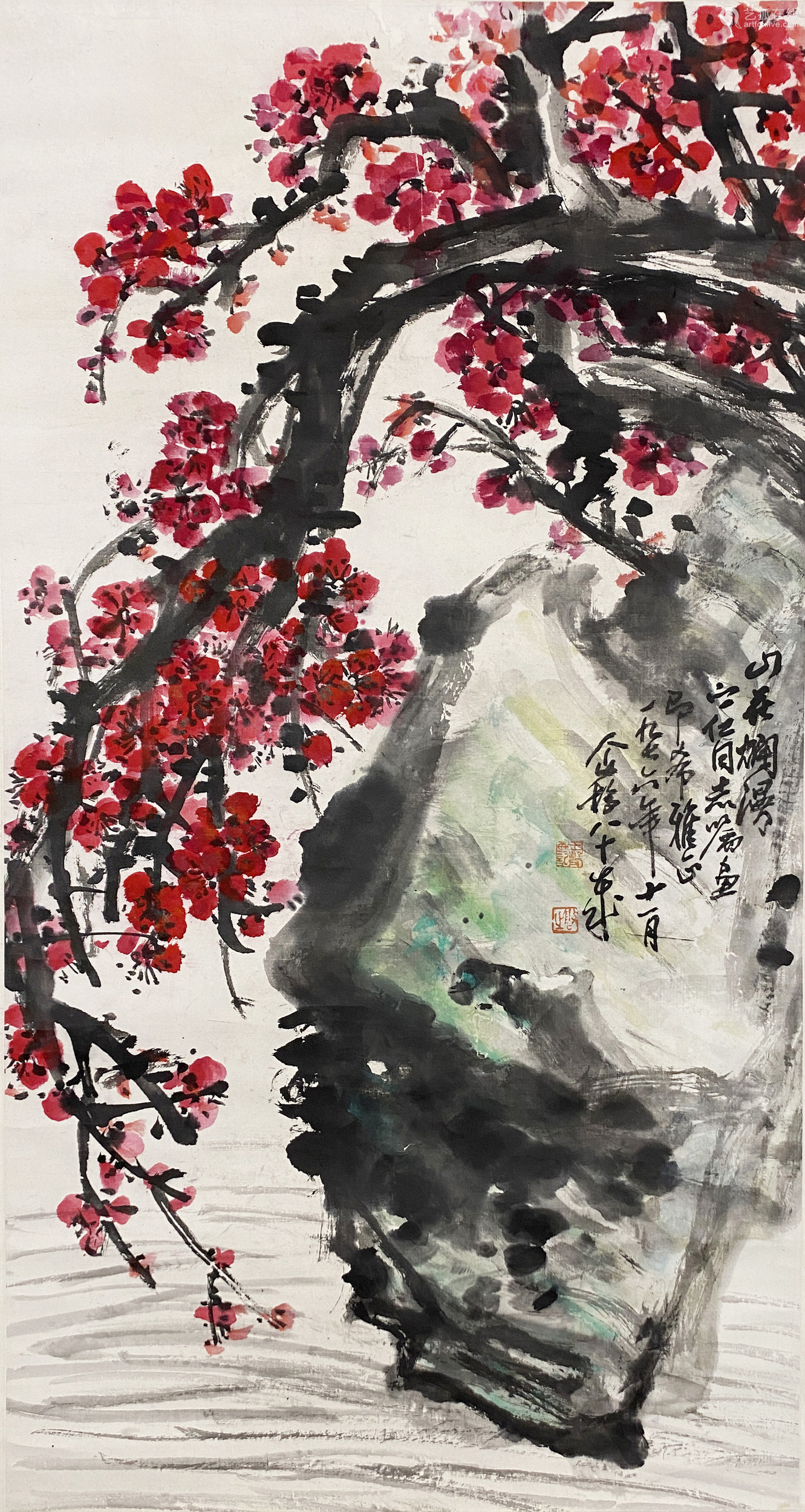 王个簃 山花烂漫 纸本立轴